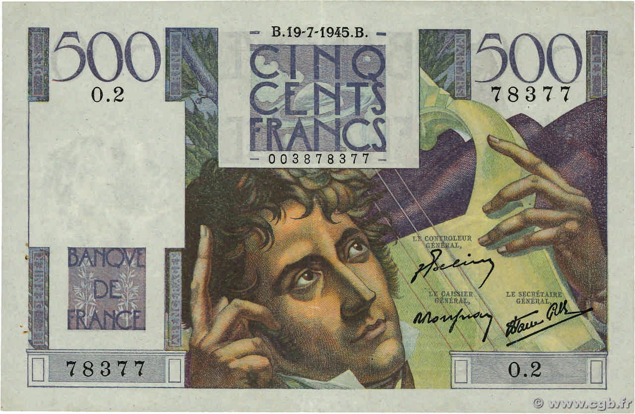 500 Francs CHATEAUBRIAND FRANCE  1945 F.34.01 TTB