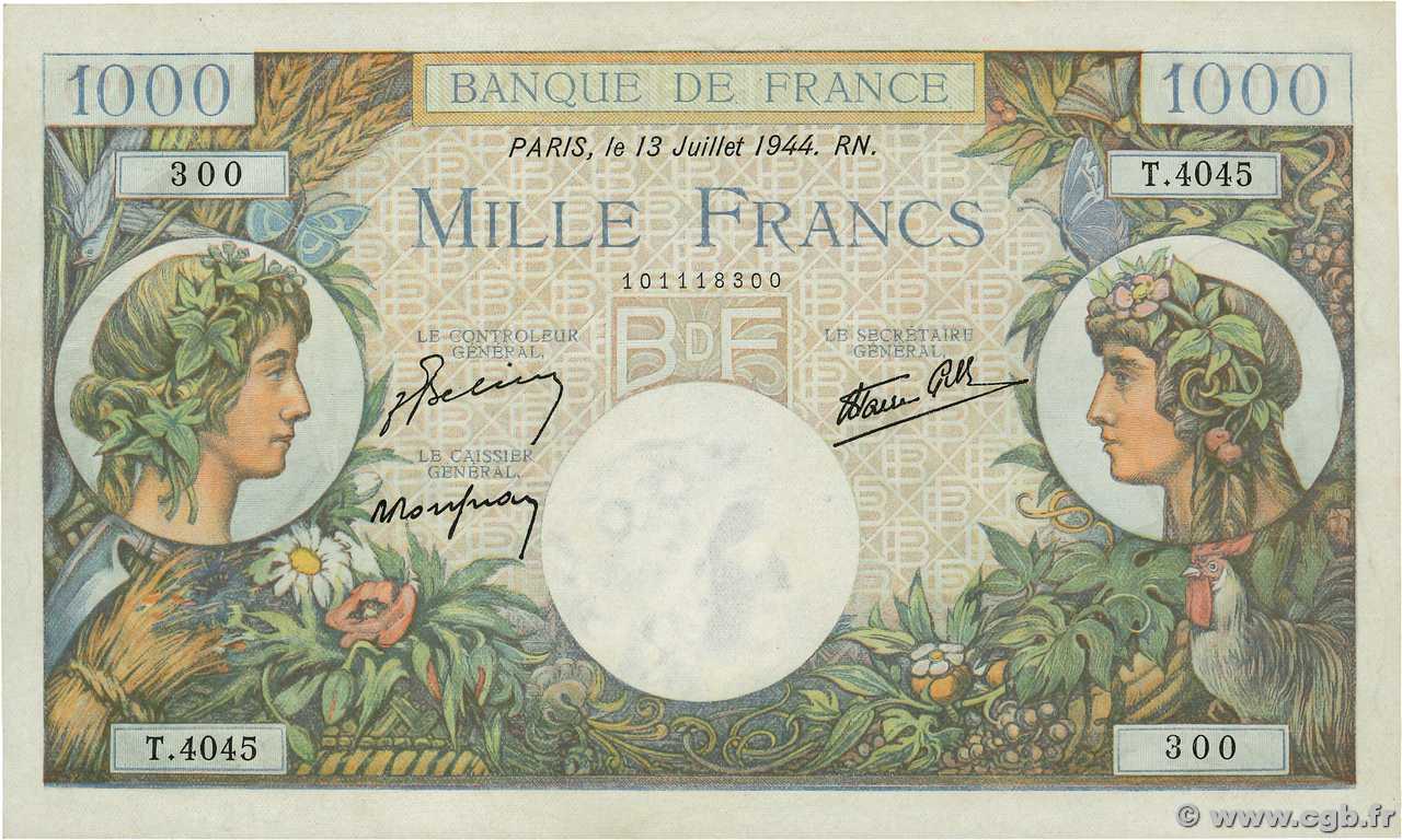 1000 Francs COMMERCE ET INDUSTRIE FRANKREICH  1944 F.39.11 VZ+
