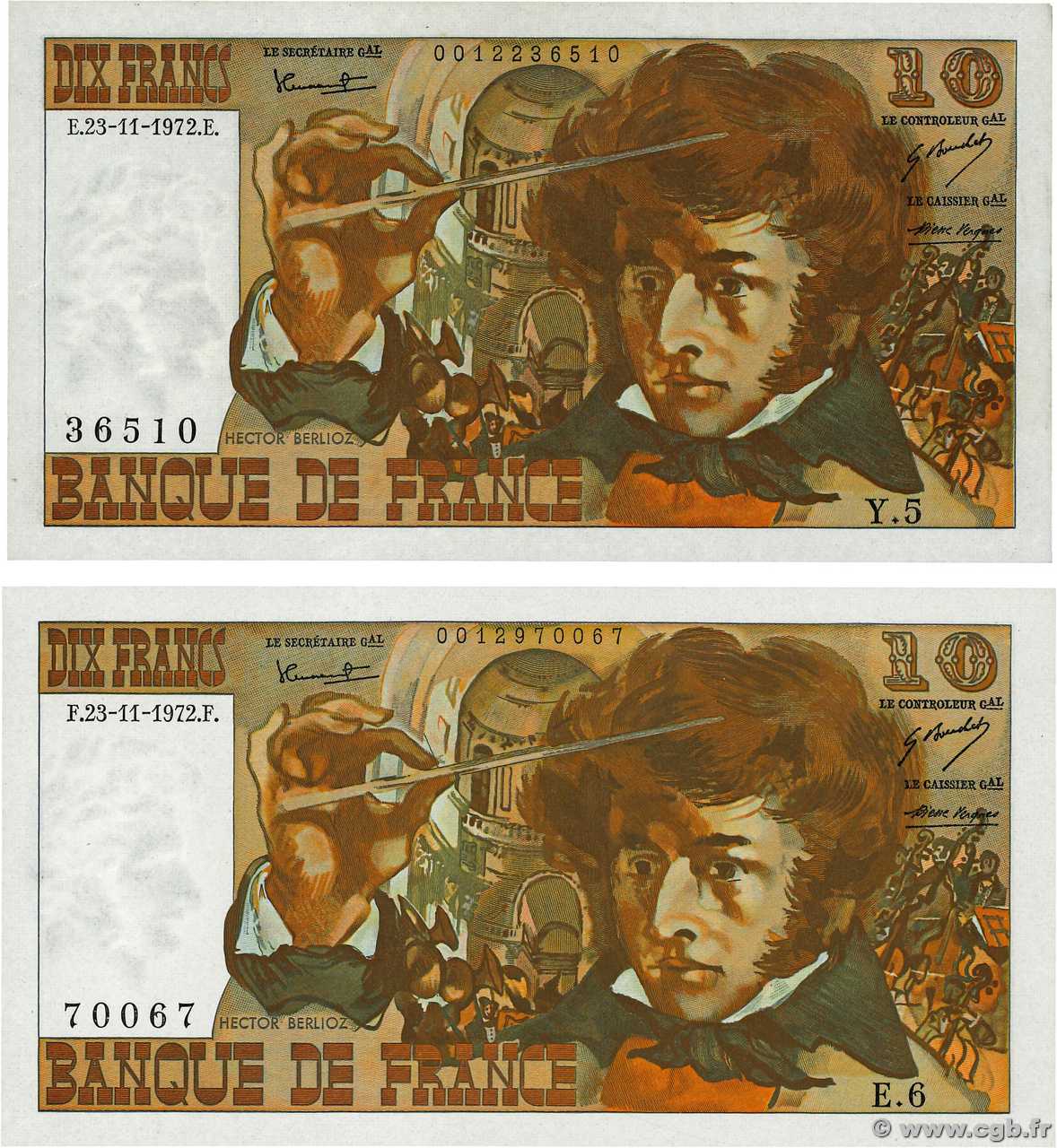 10 Francs BERLIOZ Lot FRANCIA  1972 F.63.01 AU