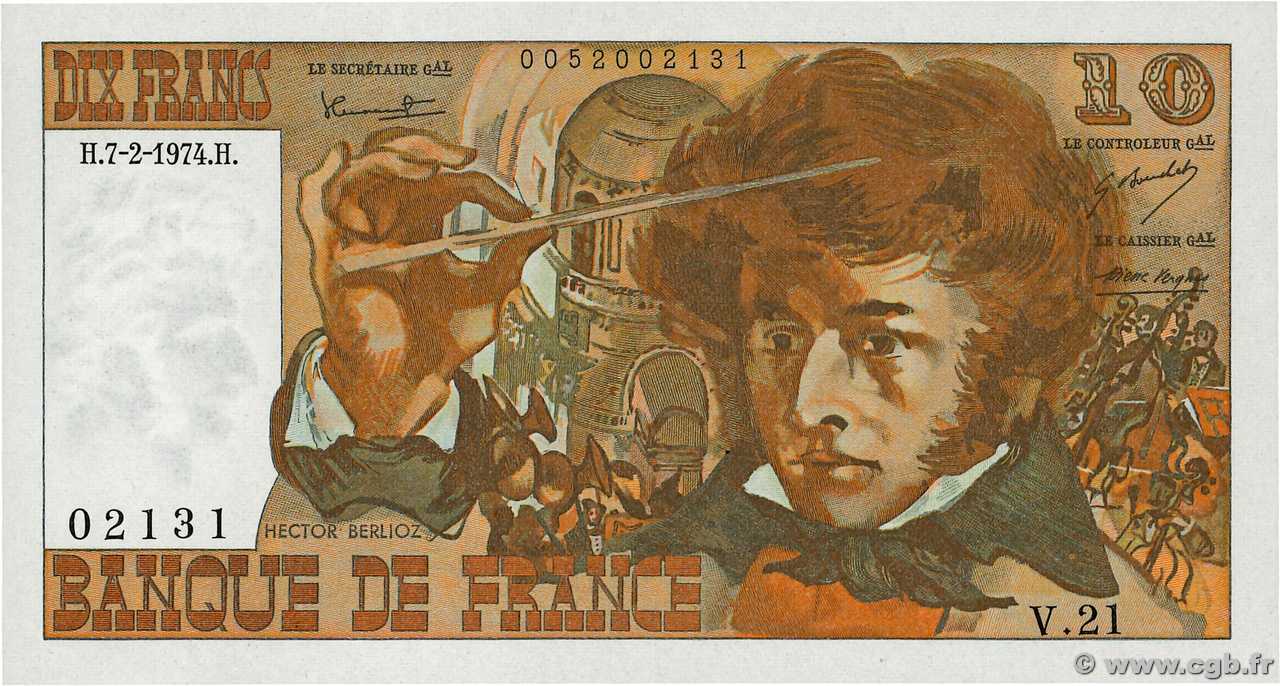 10 Francs BERLIOZ FRANCIA  1974 F.63.03 FDC