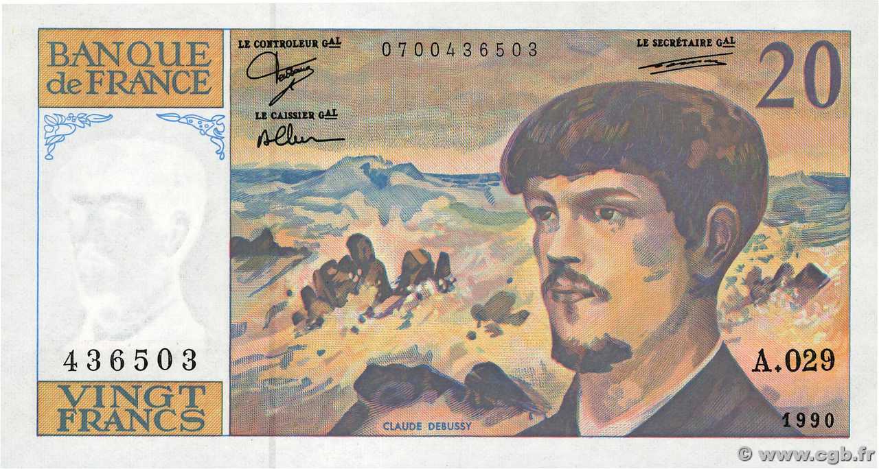 20 Francs DEBUSSY à fil de sécurité FRANCE  1990 F.66bis.01A29 NEUF