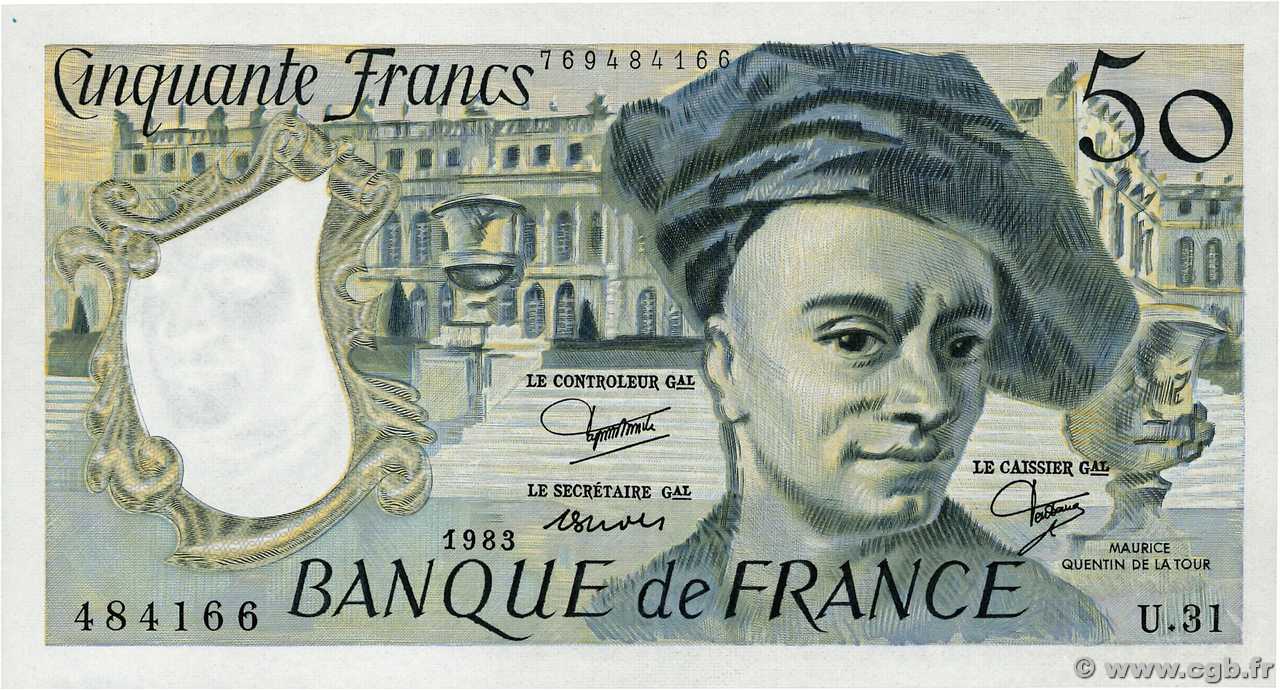 50 Francs QUENTIN DE LA TOUR FRANCIA  1983 F.67.09 q.FDC