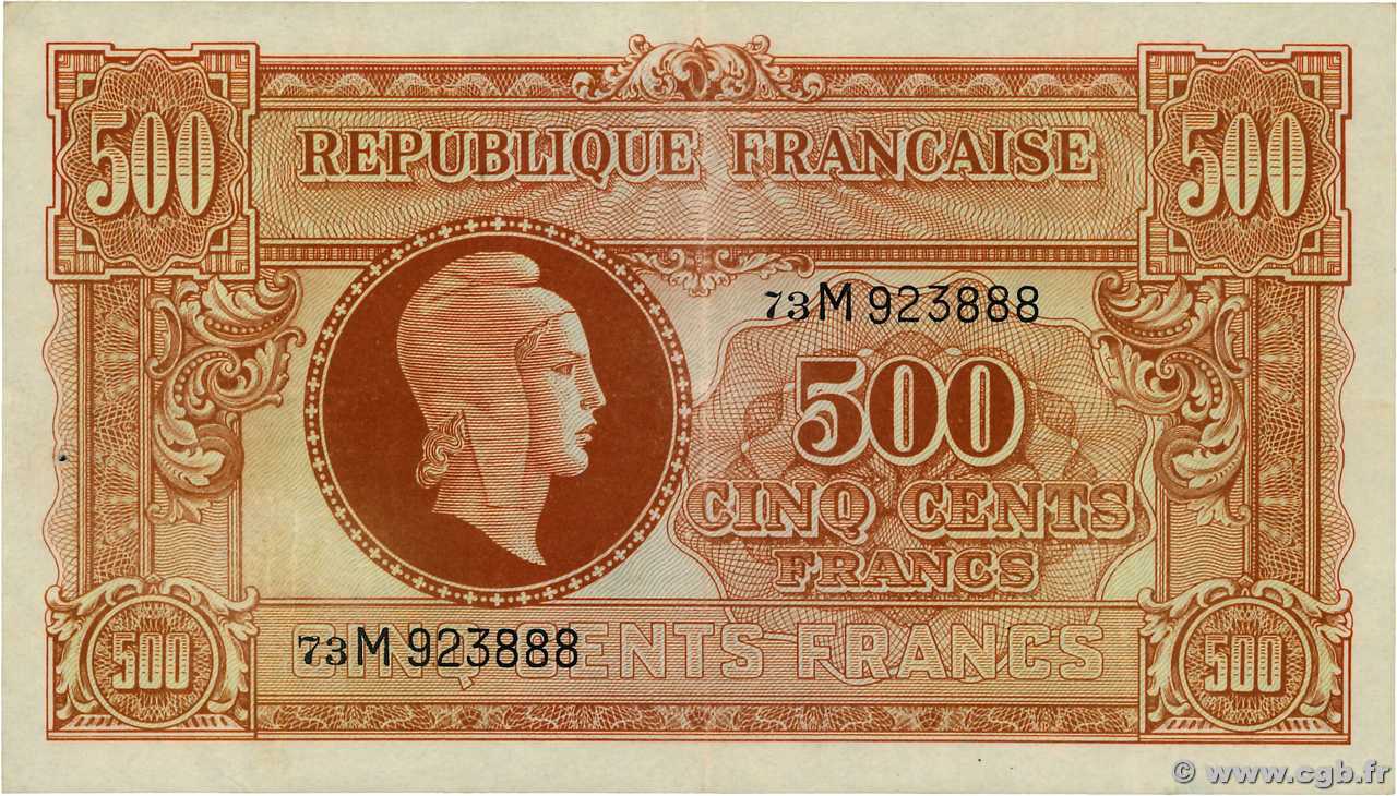 500 Francs MARIANNE fabrication anglaise FRANCE  1945 VF.11.02 TTB
