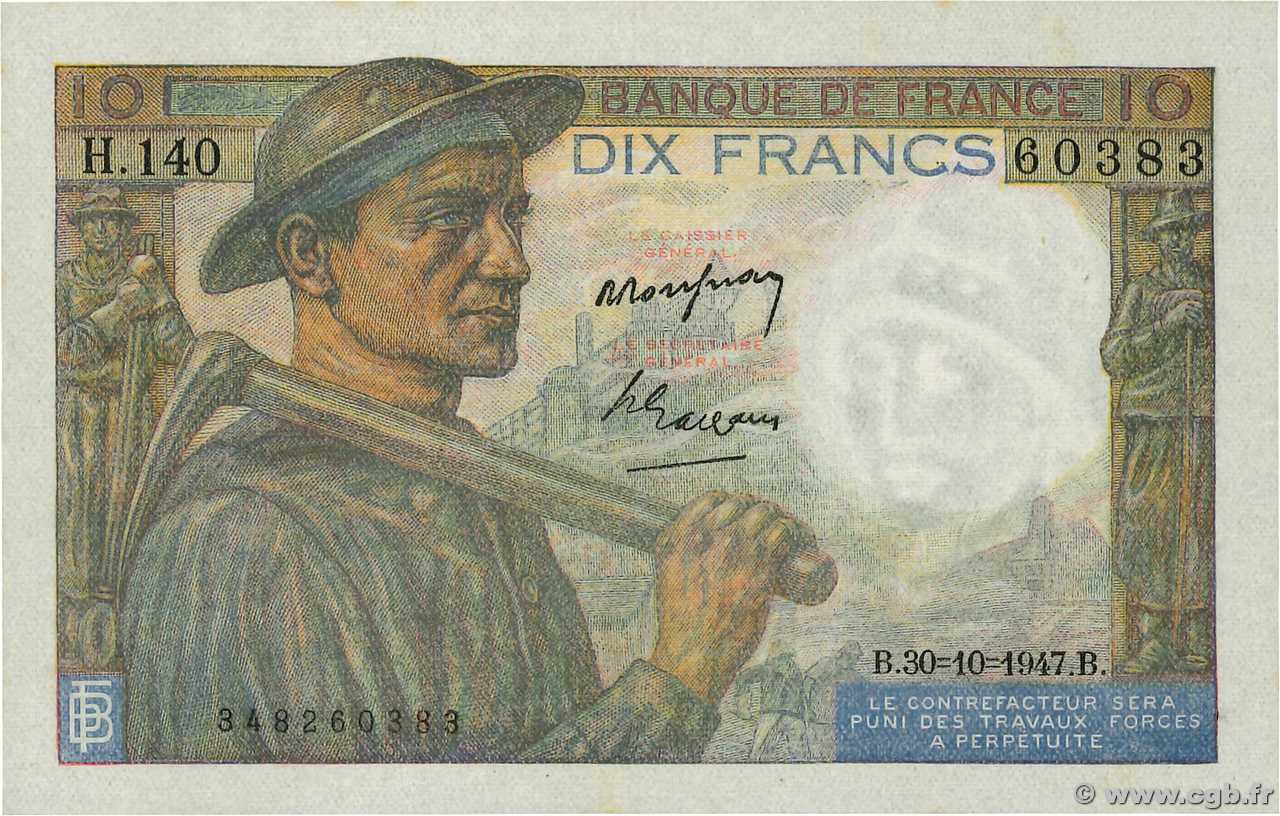 10 Francs MINEUR FRANCE  1947 F.08.18 AU
