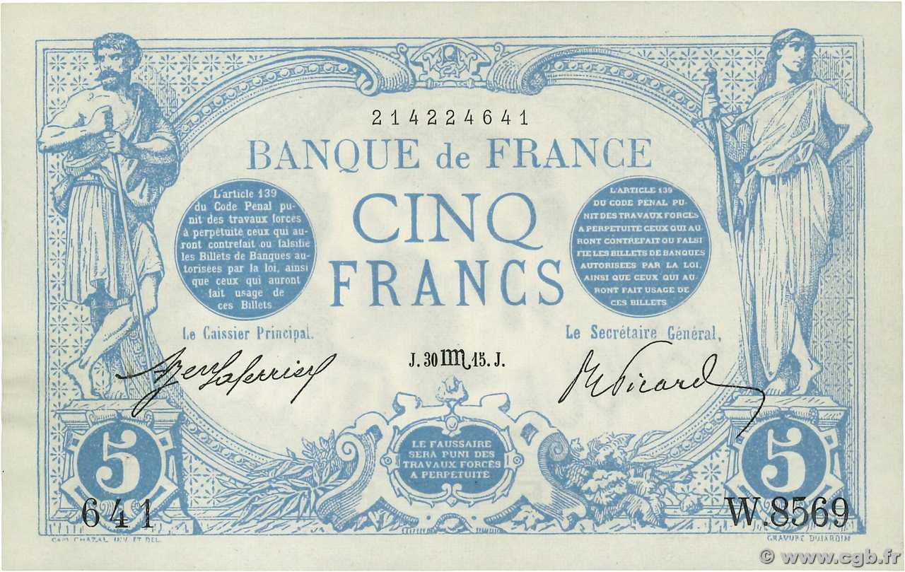 5 Francs BLEU FRANCIA  1915 F.02.32 SPL