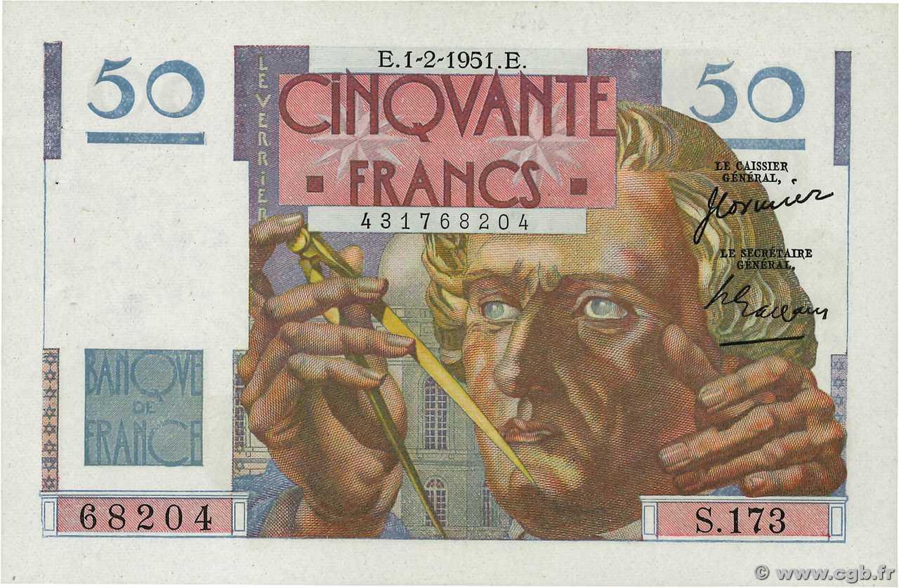 50 Francs LE VERRIER FRANCIA  1951 F.20.17 EBC+