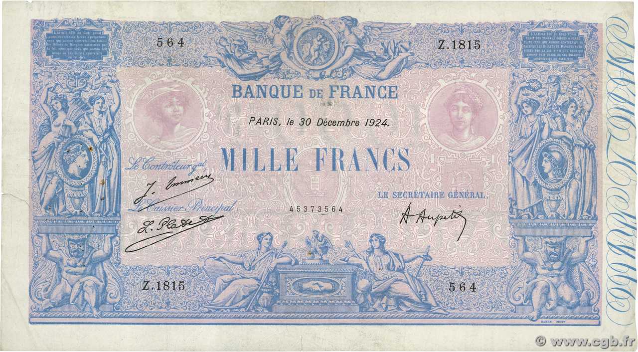 1000 Francs BLEU ET ROSE FRANCIA  1924 F.36.40 BC
