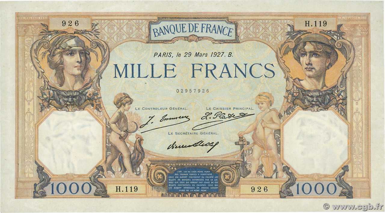 1000 Francs CÉRÈS ET MERCURE FRANCE  1927 F.37.01 XF+