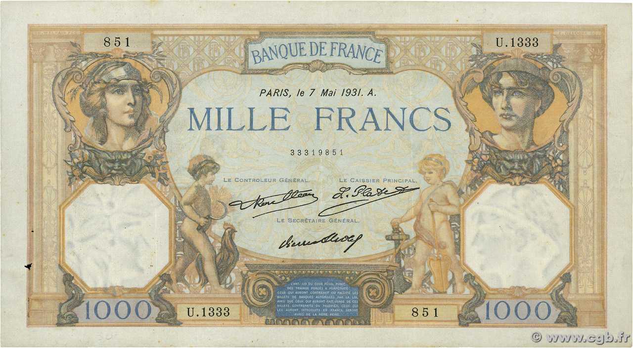 1000 Francs CÉRÈS ET MERCURE FRANCE  1931 F.37.06 TTB