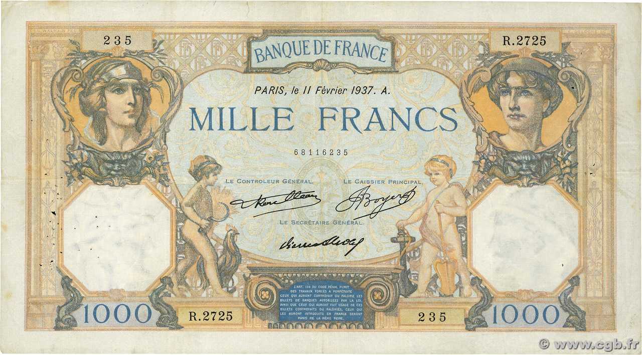 1000 Francs CÉRÈS ET MERCURE FRANCIA  1937 F.37.10 MB