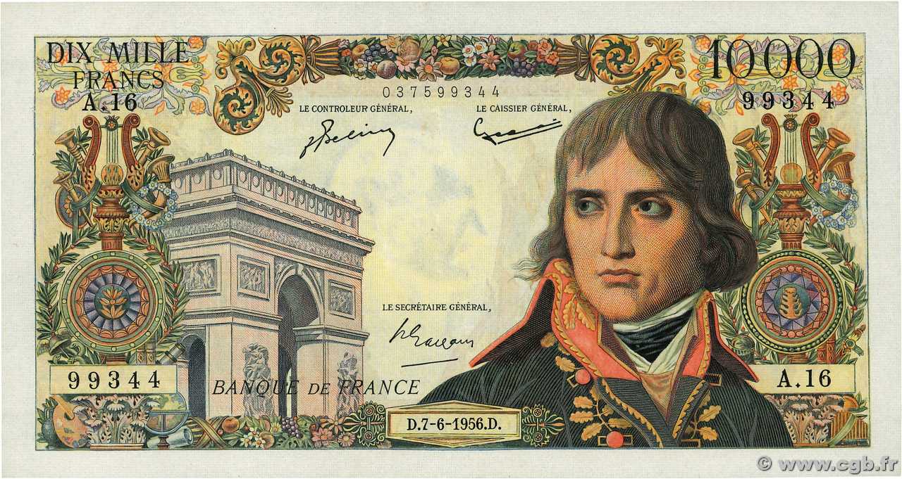 10000 Francs BONAPARTE FRANCIA  1956 F.51.03 SPL+