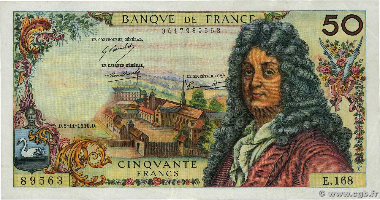 50 Francs RACINE FRANCIA  1970 F.64.17 q.SPL