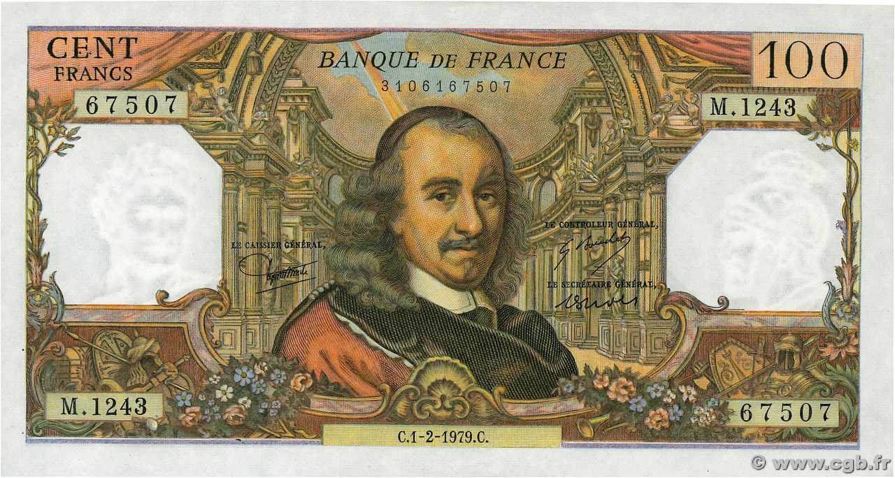 100 Francs CORNEILLE FRANCIA  1979 F.65.65 SC+