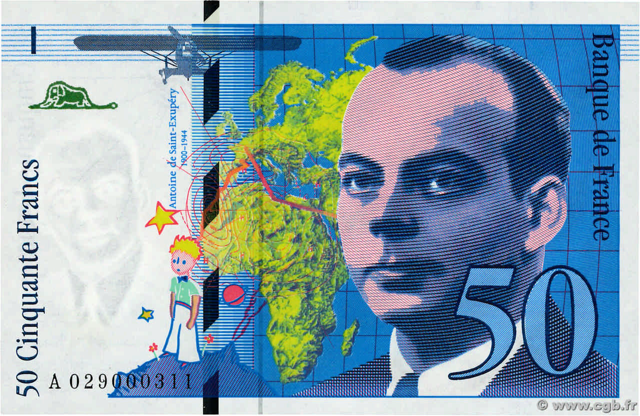 50 Francs SAINT-EXUPÉRY modifié Petit numéro FRANCE  1996 F.73.02A SPL