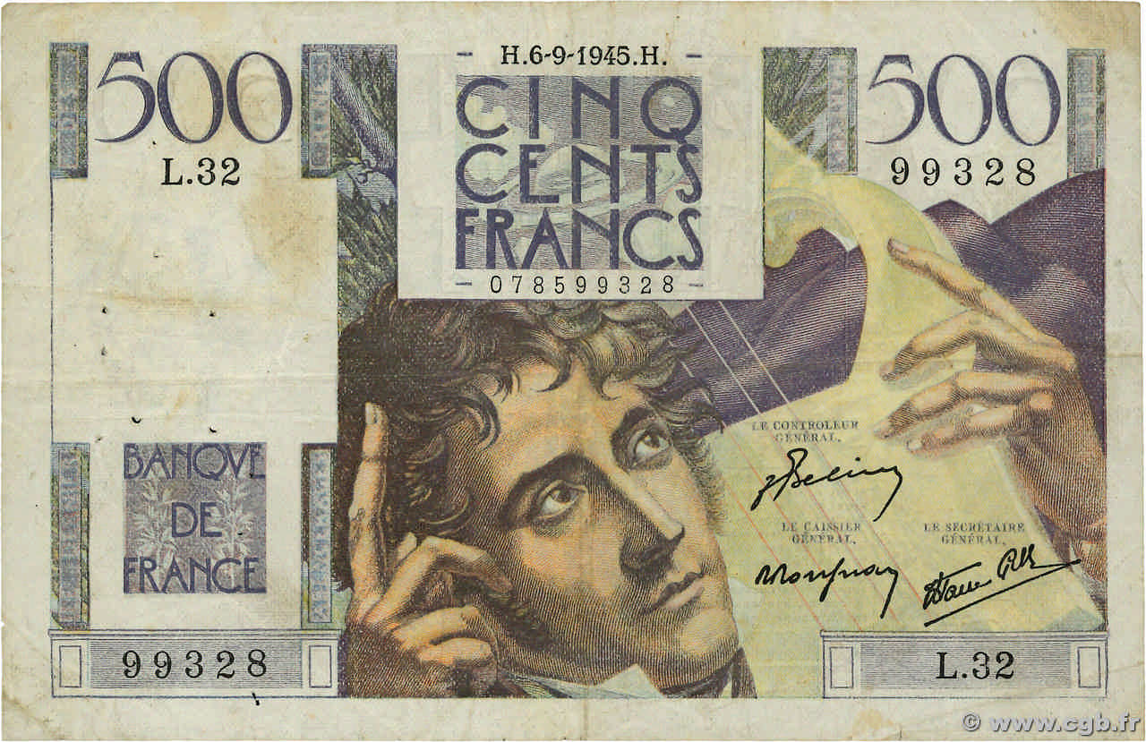 500 Francs CHATEAUBRIAND FRANCIA  1945 F.34.02 MB
