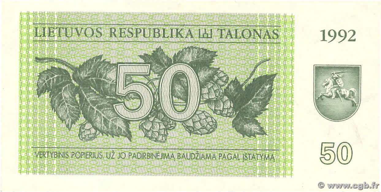 50 Talons LITUANIE  1992 P.41  NEUF
