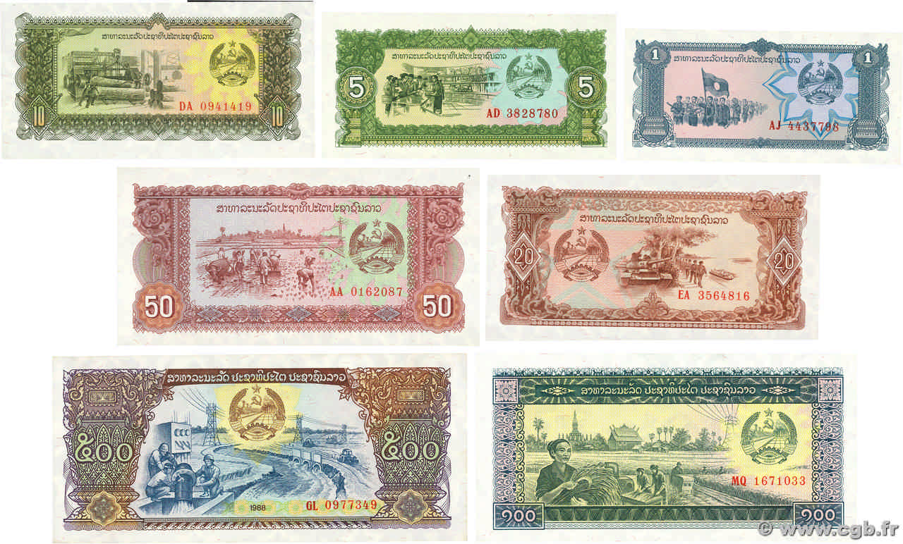 1, 5, 10, 20, 50, 100, 500 Kip Lot LAOS  1979 P.25a à P.31 fST+