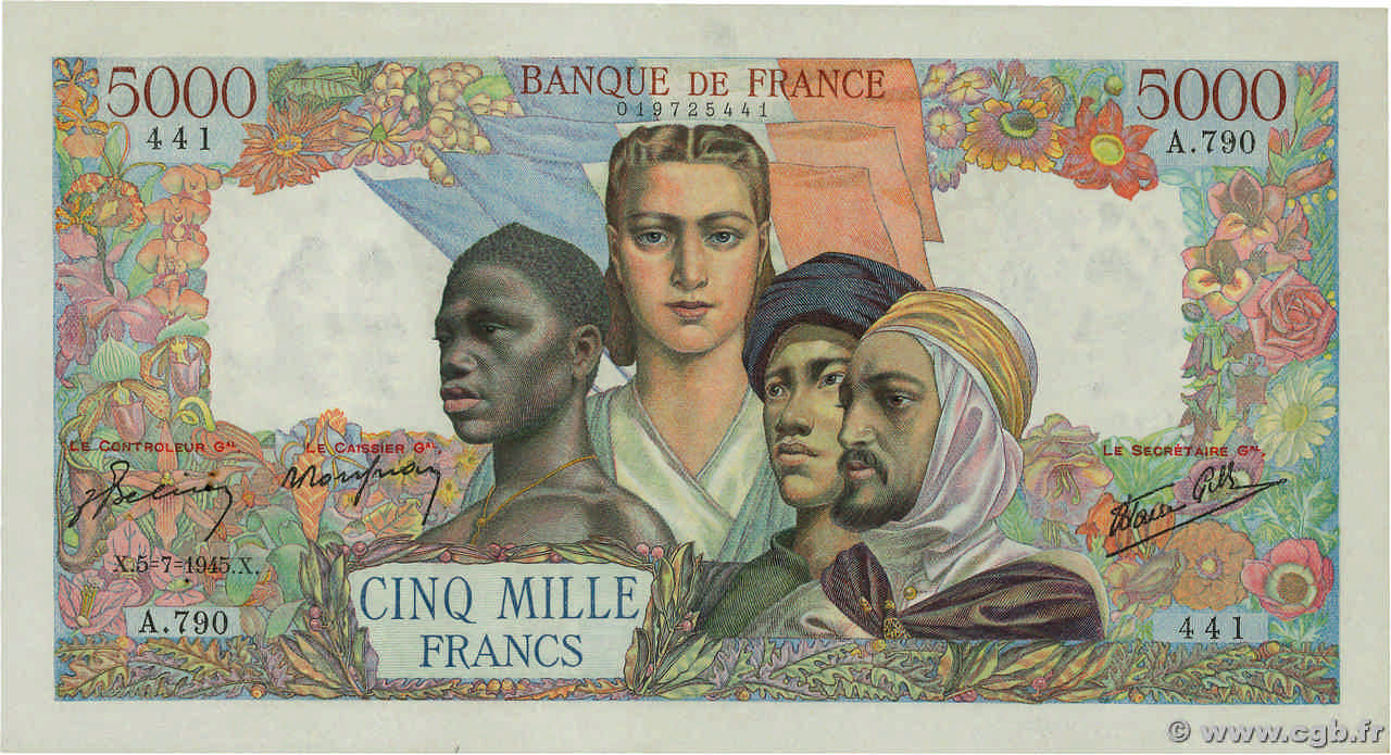 5000 Francs EMPIRE FRANÇAIS FRANCIA  1945 F.47.33 EBC