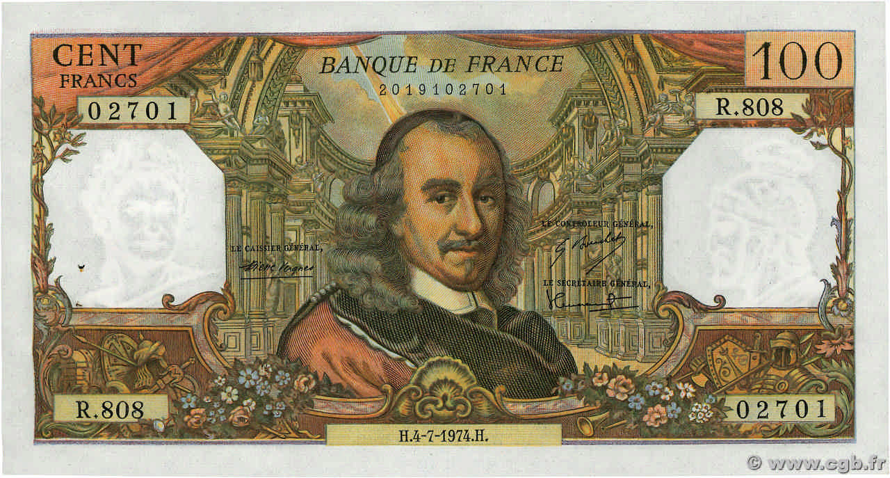 100 Francs CORNEILLE FRANCIA  1974 F.65.46 SC