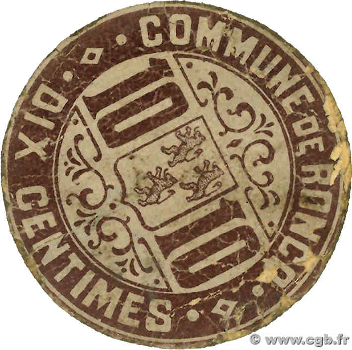10 Centimes FRANCE regionalismo e varie Roncq 1914 JP.59-3155 MB