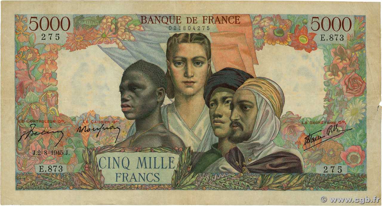 5000 Francs EMPIRE FRANÇAIS FRANCIA  1945 F.47.37 q.BB