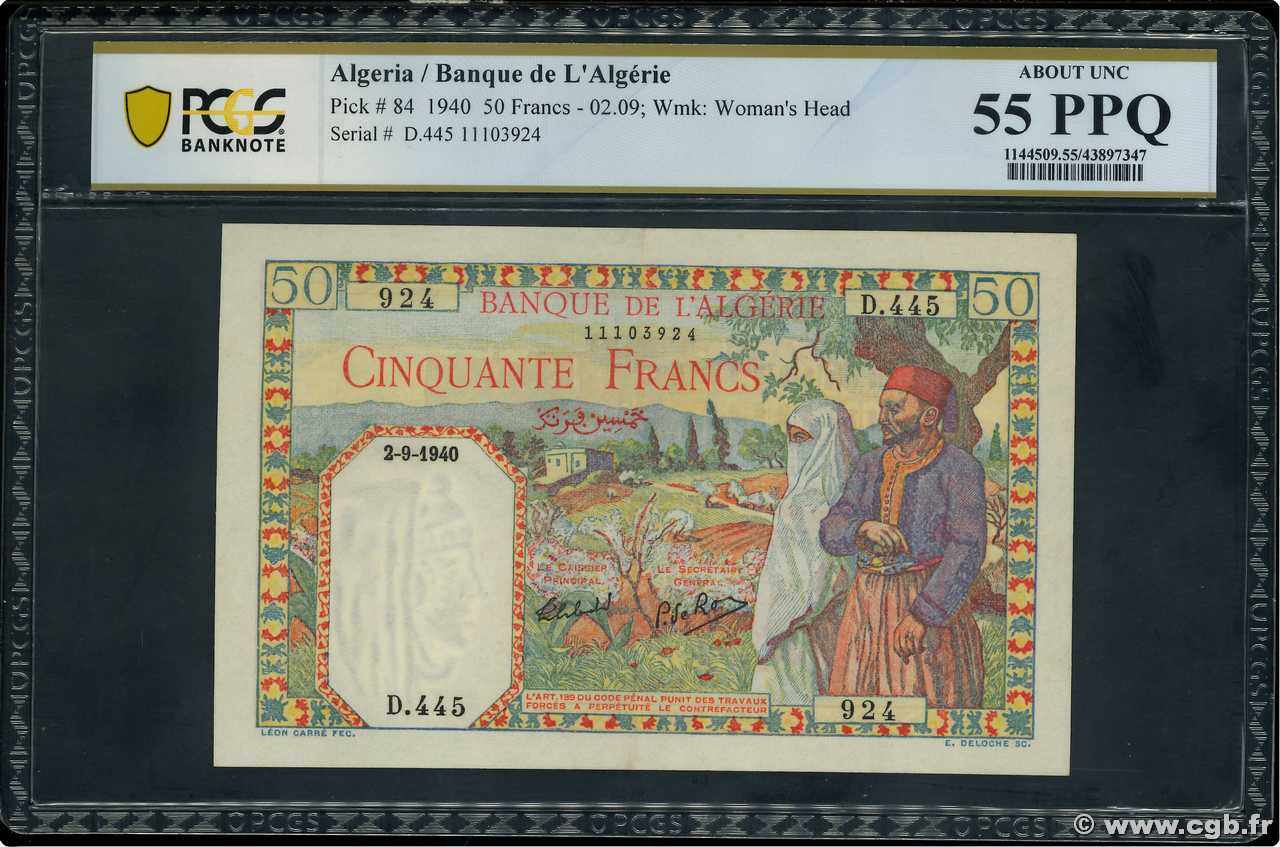 50 Francs ALGÉRIE  1944 P.084 SPL