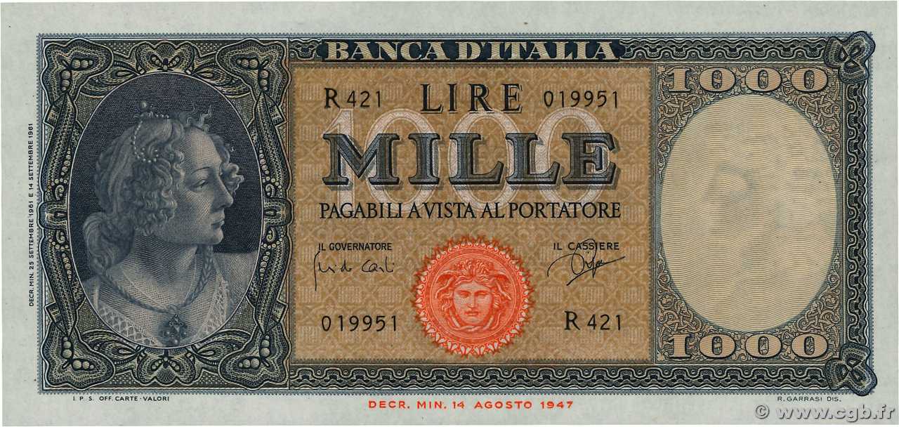 1000 Lire ITALIE  1961 P.088d SPL