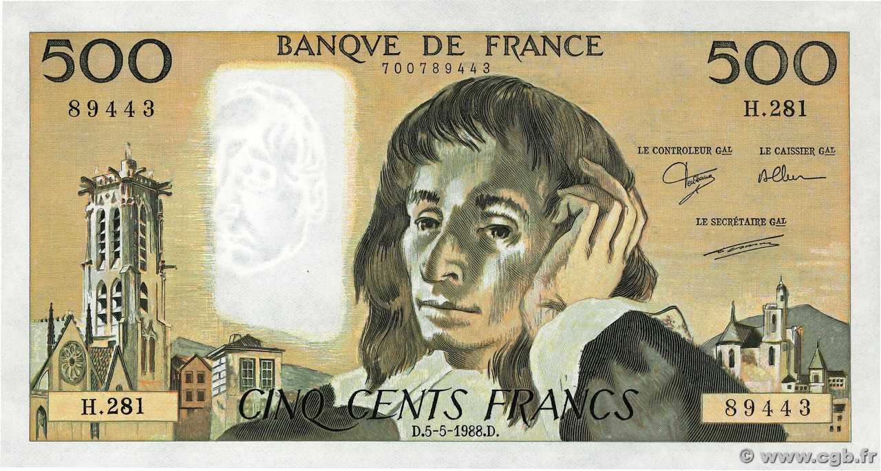 500 Francs PASCAL FRANCE  1988 F.71.39 pr.NEUF