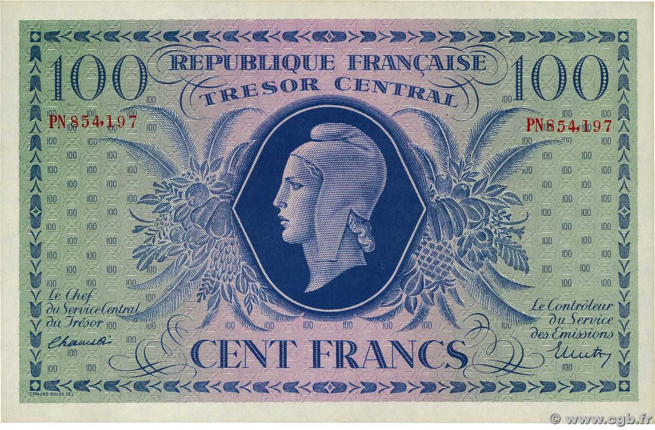 100 Francs MARIANNE FRANCIA  1943 VF.06.01g SC