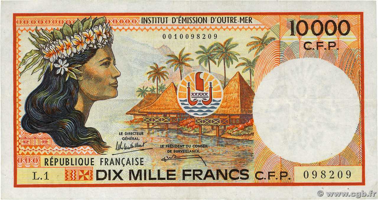 10000 Francs POLYNÉSIE, TERRITOIRES D OUTRE MER  1986 P.04a TTB