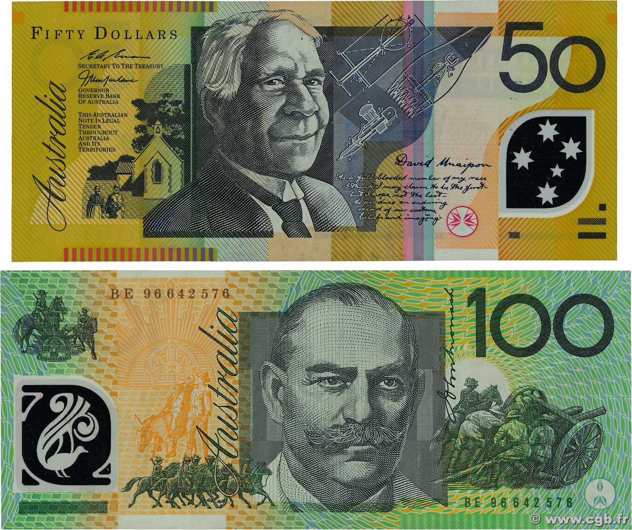 50 et 100 Dollars Lot AUSTRALIE  1996 P.54b et P.55a TTB à SUP