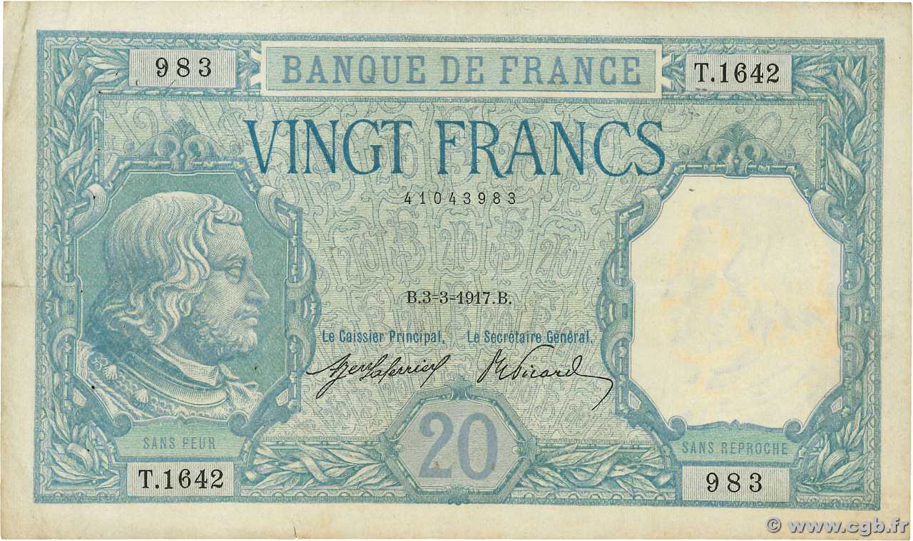 20 Francs BAYARD FRANCE  1917 F.11.02 F+