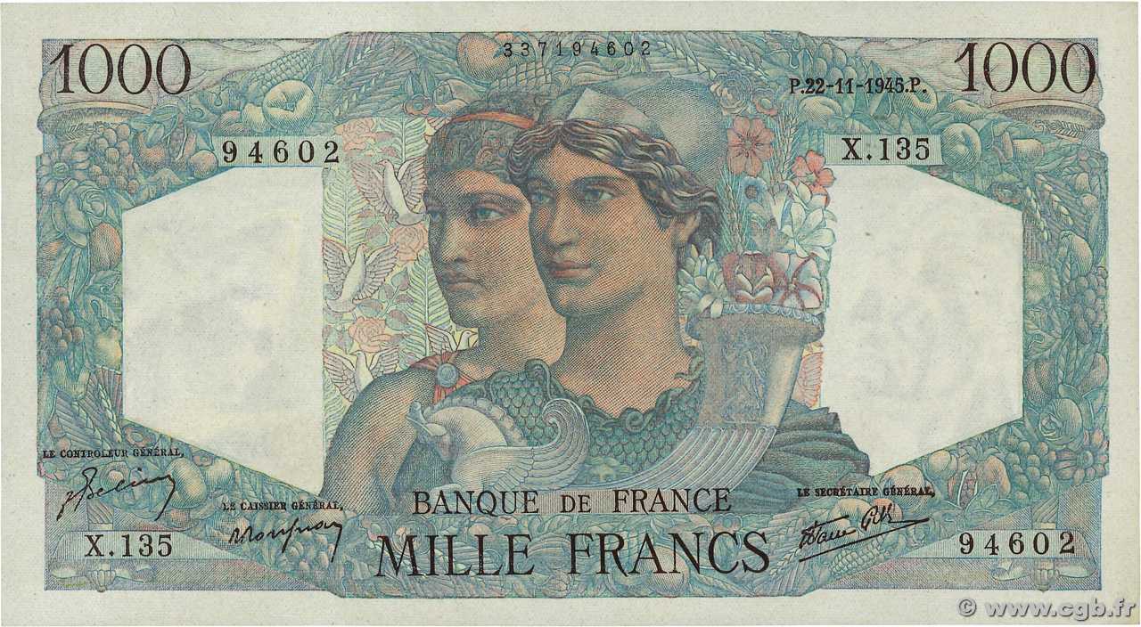 1000 Francs MINERVE ET HERCULE FRANCIA  1945 F.41.08 SC+