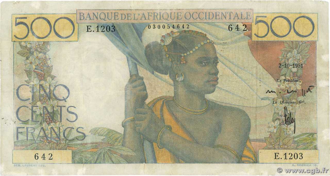 500 Francs FRENCH WEST AFRICA  1951 P.41 G