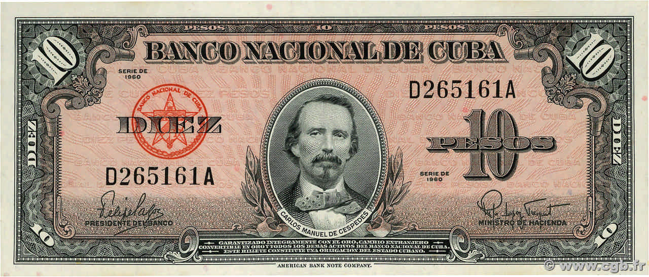 10 Pesos KUBA  1960 P.079b ST