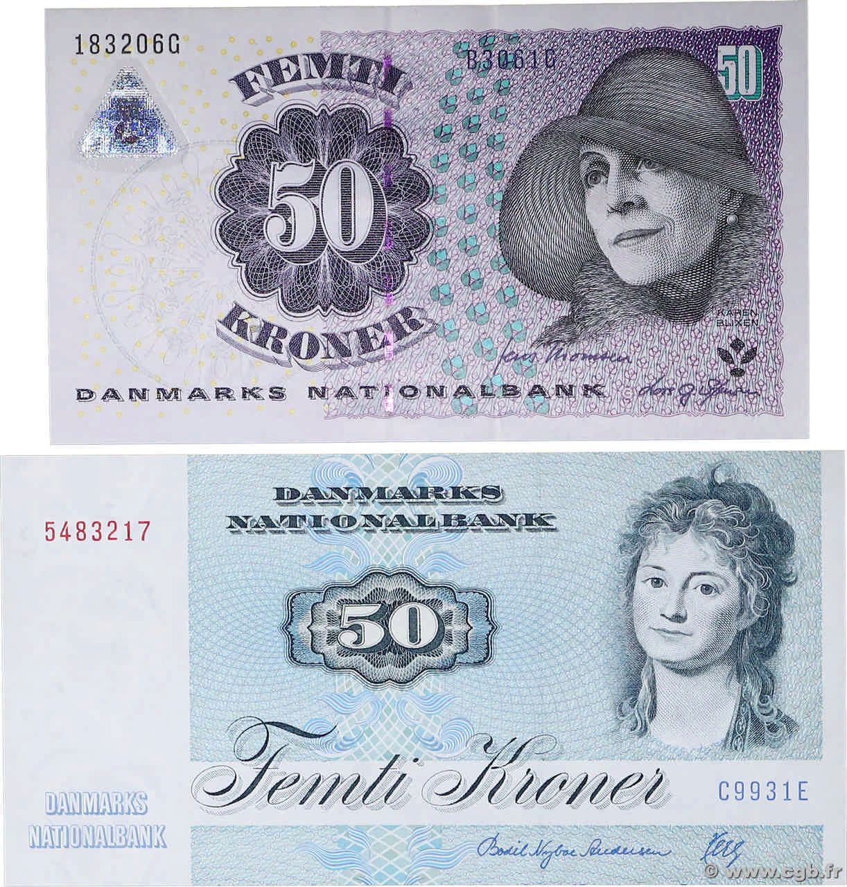 50 Kroner Lot DENMARK  1993 P.050j et P.060c UNC