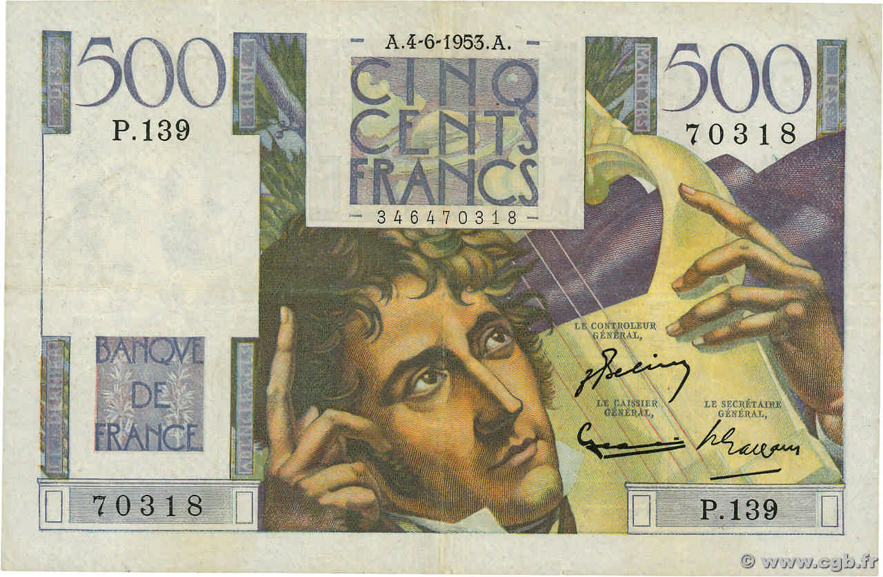 500 Francs CHATEAUBRIAND FRANKREICH  1953 F.34.12 S
