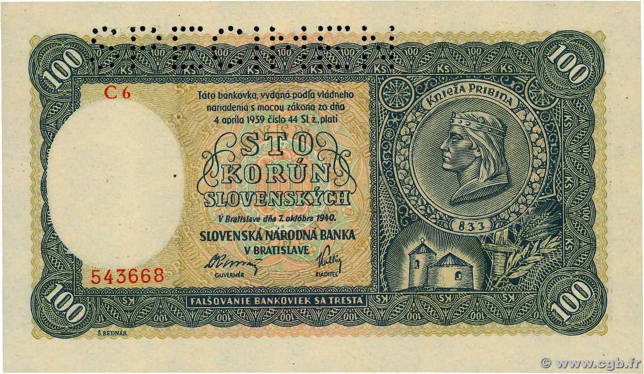 100 Korun Spécimen SLOVAKIA  1940 P.11s AU