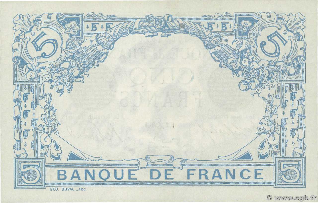 5 Francs Bleu France 1916 F0246 B965002 Banknotes