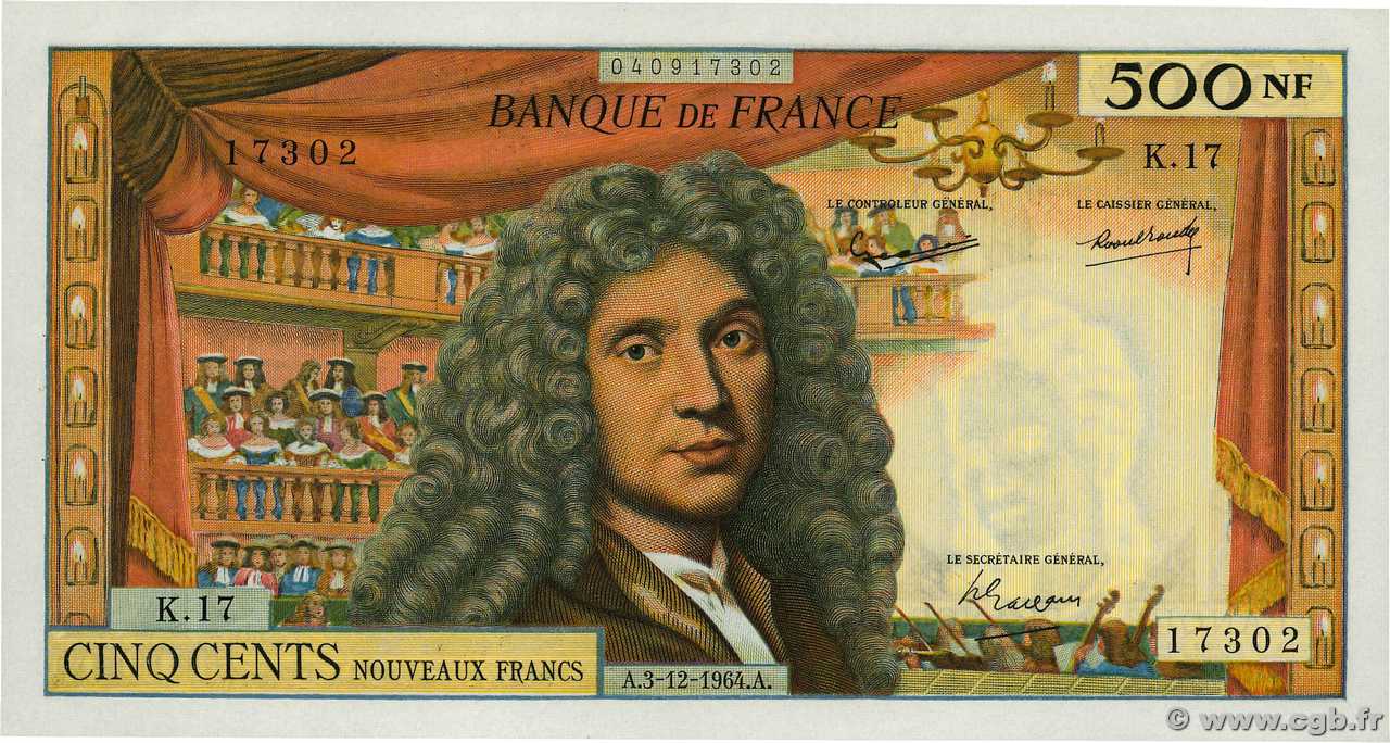 500 Nouveaux Francs MOLIÈRE FRANCE  1964 F.60.07 SPL