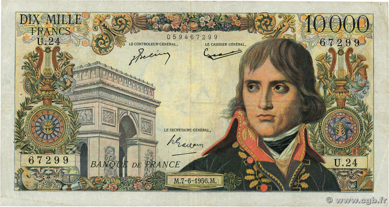 10000 Francs BONAPARTE FRANCE  1956 F.51.03 F+
