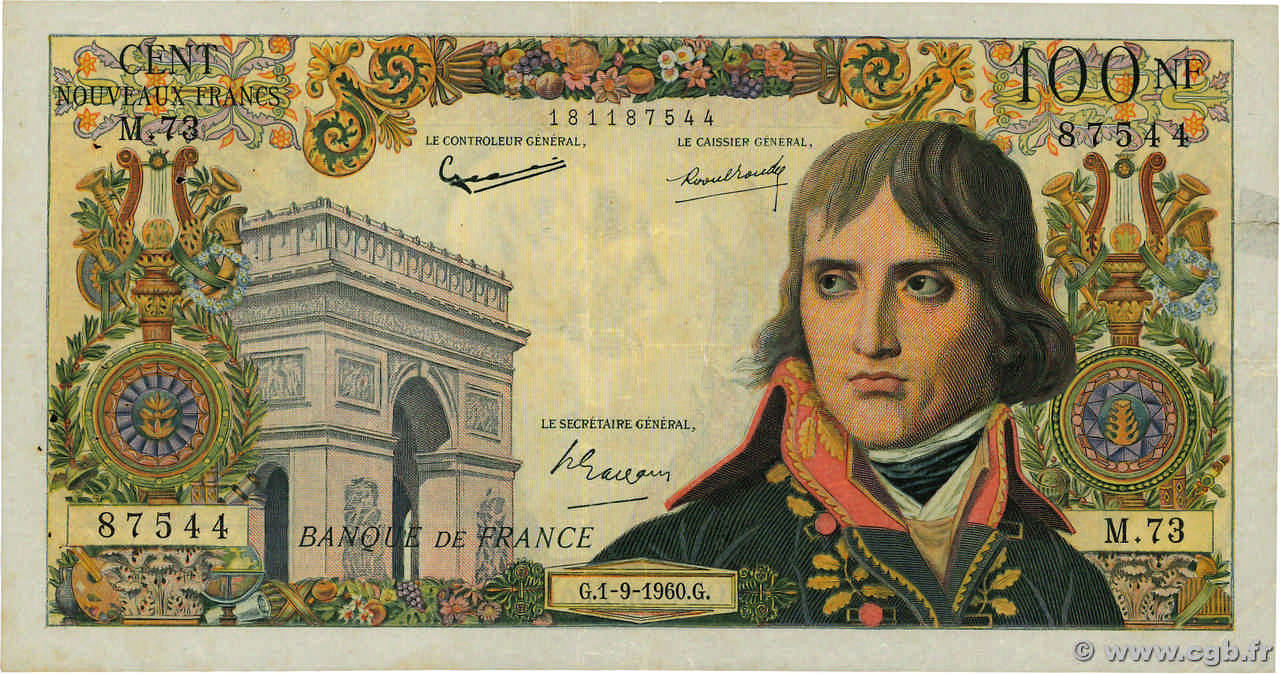 100 Nouveaux Francs BONAPARTE FRANCE  1960 F.59.07 F+