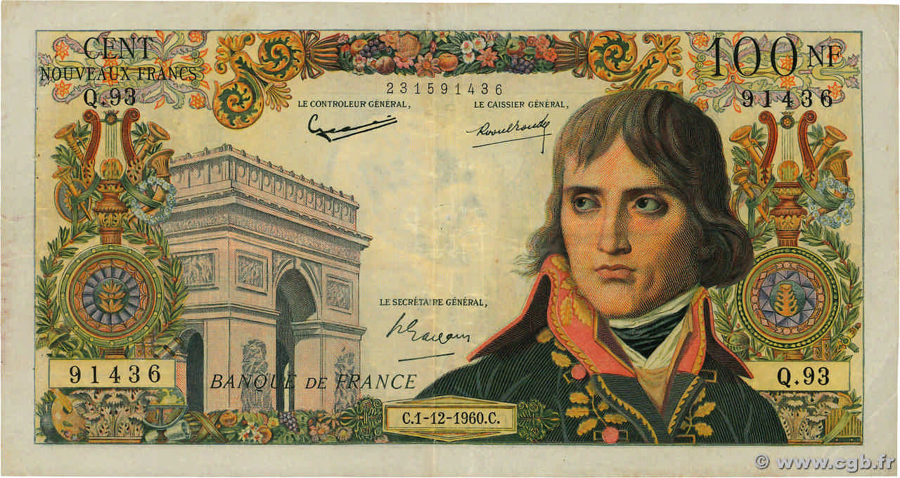 100 Nouveaux Francs BONAPARTE FRANCE  1960 F.59.09 VF