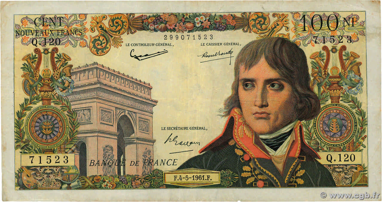 100 Nouveaux Francs BONAPARTE FRANCE  1961 F.59.11 F