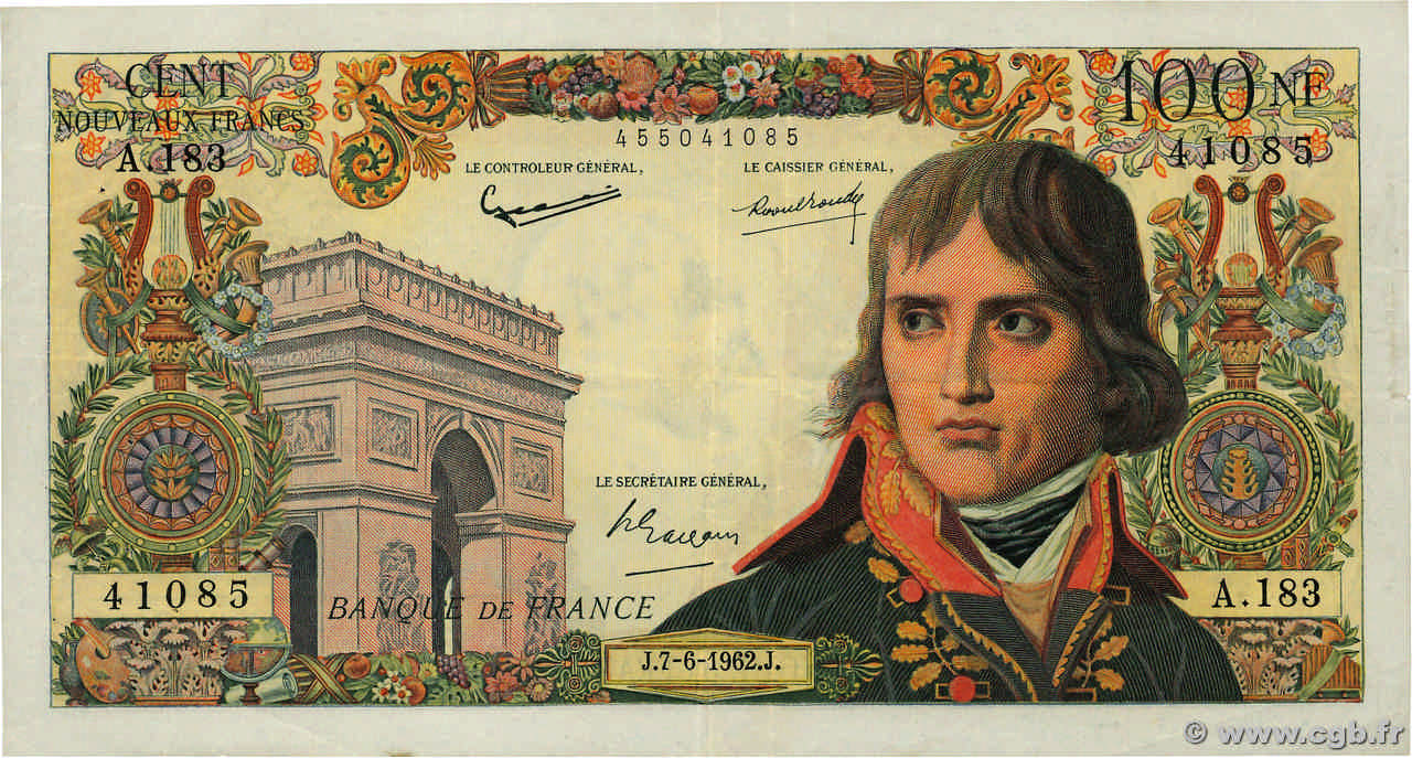 100 Nouveaux Francs BONAPARTE FRANCE  1962 F.59.16 VF