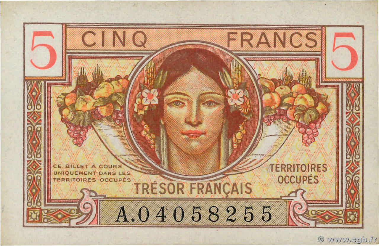5 Francs TRÉSOR FRANÇAIS FRANCE  1947 VF.29.01 XF+