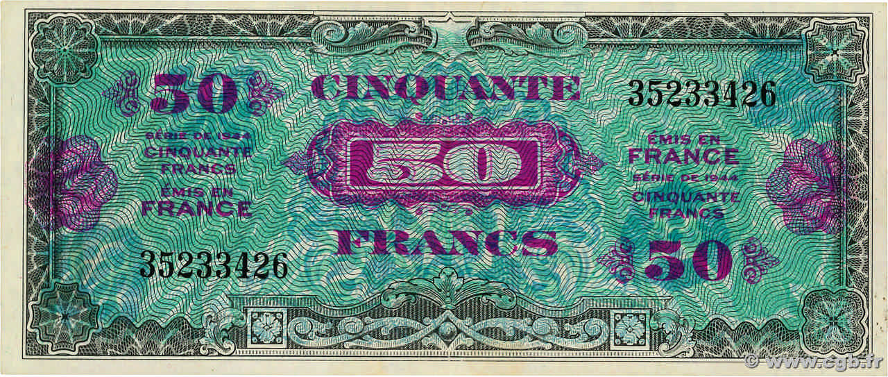 50 Francs DRAPEAU FRANCE  1944 VF.19.01 AU-