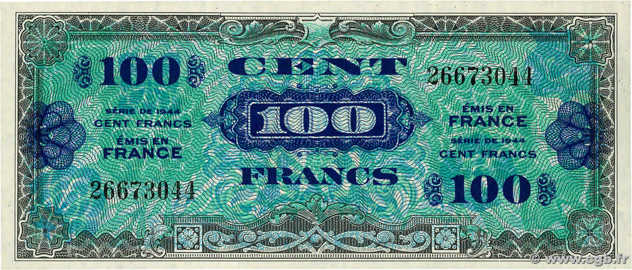 100 Francs DRAPEAU FRANCE  1944 VF.20.01 pr.NEUF