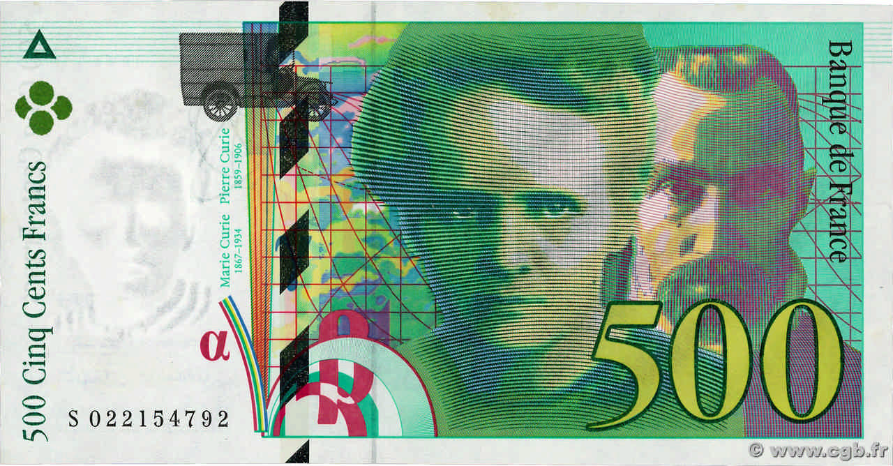 500 Francs PIERRE ET MARIE CURIE FRANCE  1994 F.76.01 UNC-