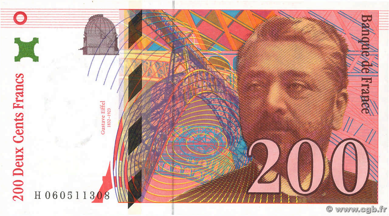 200 Francs EIFFEL FRANCE  1997 F.75.04b UNC